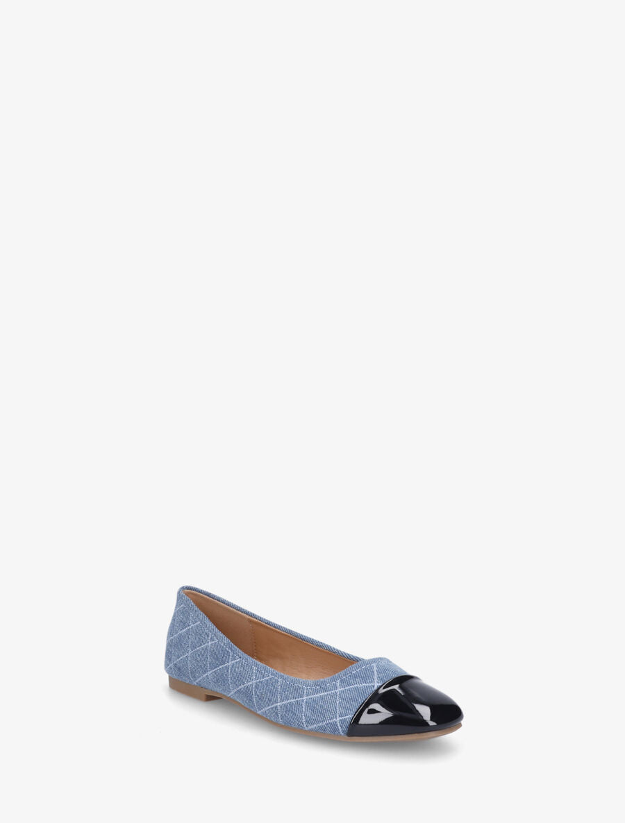 Ballerines matelassées à bout rond verni - Bleu jeans - 2