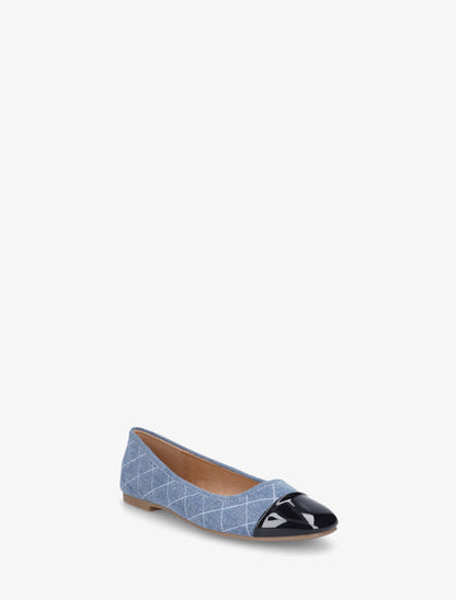 Ballerines matelassées à bout rond verni - Bleu jeans - 2