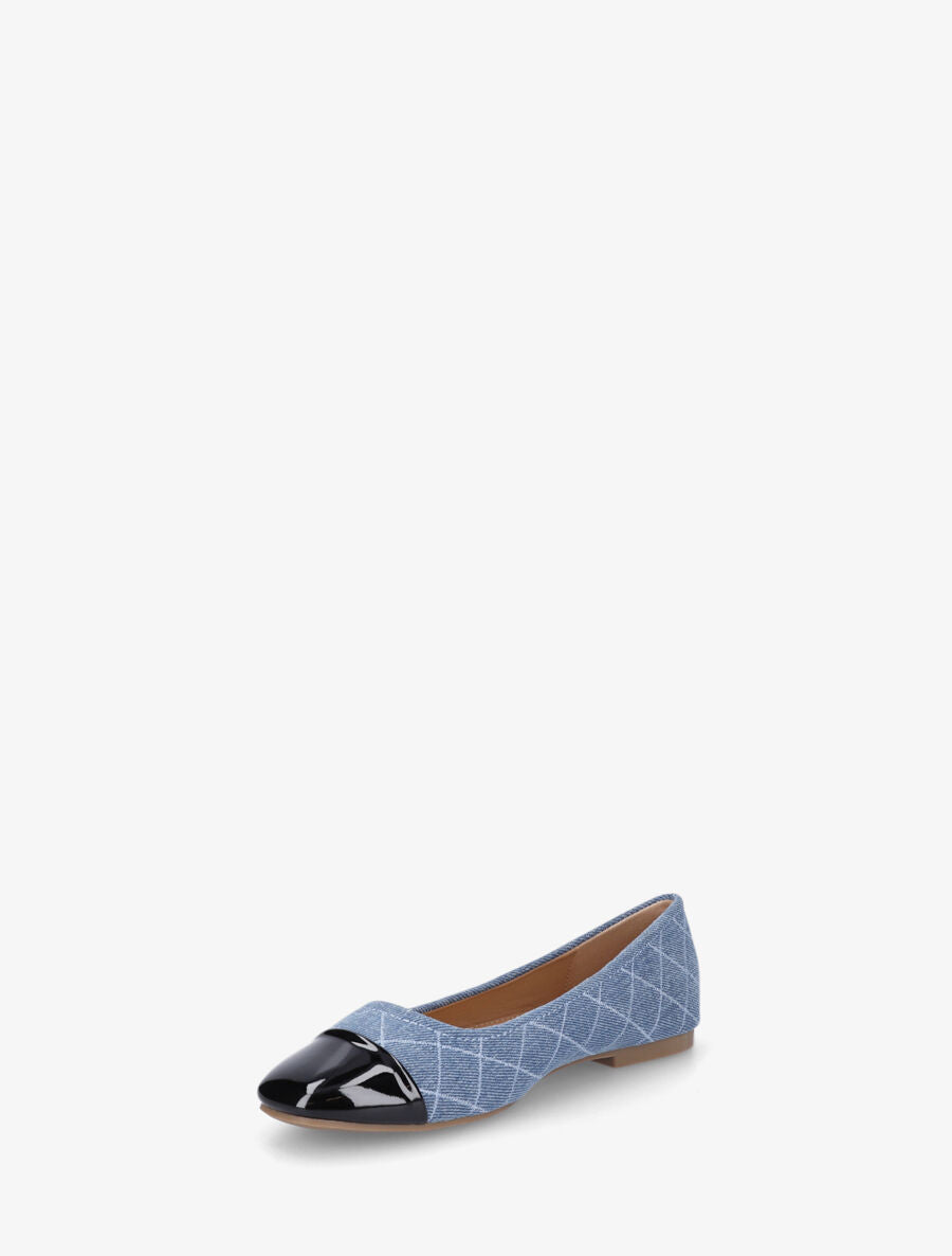 Ballerines matelassées à bout rond verni - Bleu jeans - 3