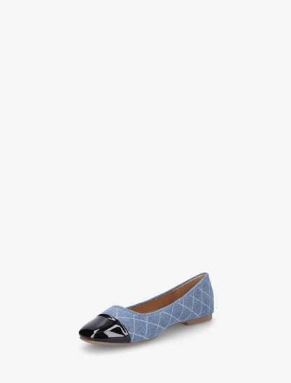 Ballerines matelassées à bout rond verni - Bleu jeans - 3