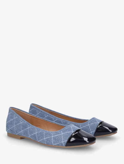 Ballerines matelassées à bout rond verni - Bleu jeans - 4