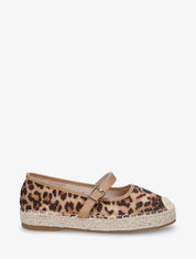 Espadrilles plates en suédine imprimé léopard - Beige - 1