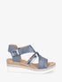 Sandales compensées en simili effet jean - Bleu denim - 5