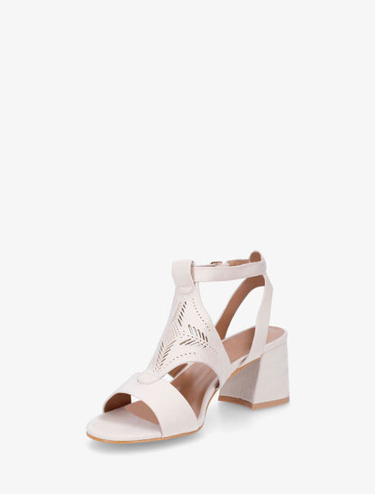 Sandales à talon et motifs ajourés - Beige - 3