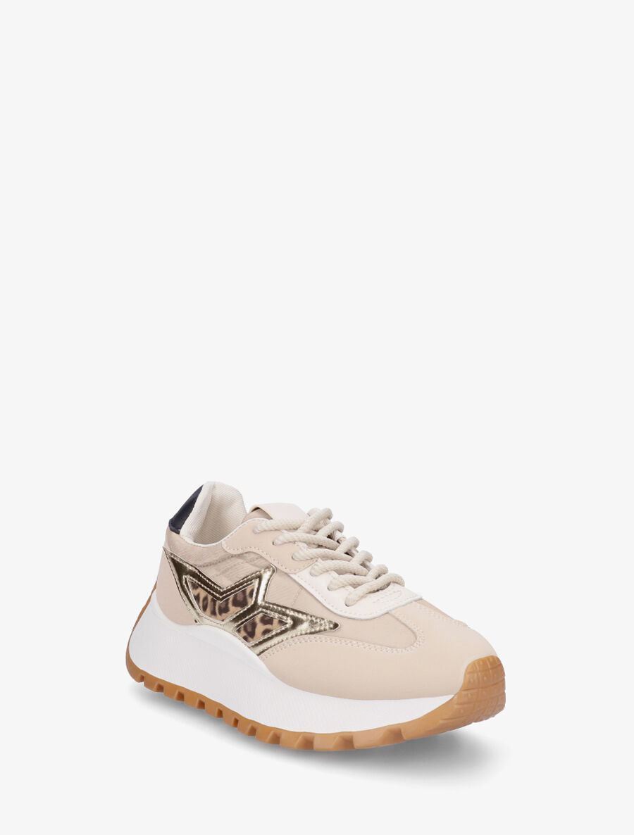 Sneakers compensées à détail imprimé léopard - Taupe - 2