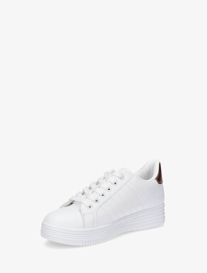 Baskets à zip et contrefort contrastant - Blanc/rose gold - 3