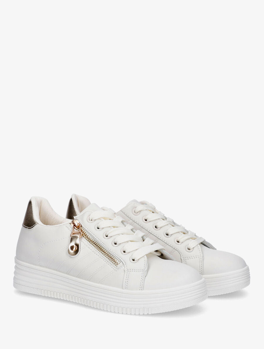 Baskets à zip et contrefort contrastant - Beige - 4