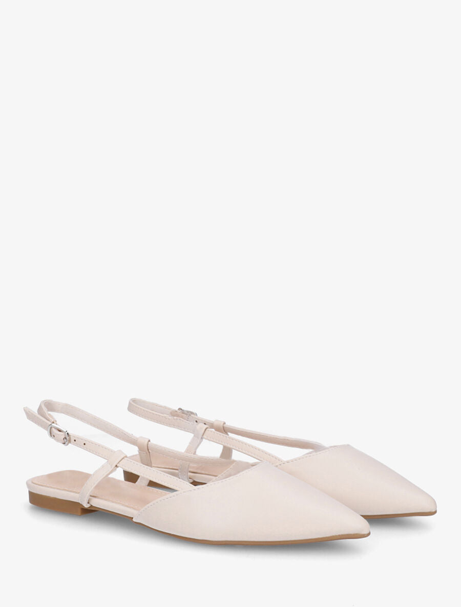 Ballerines ouvertes à bouts pointus en simili - Beige - 4