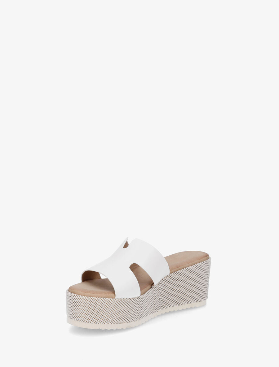 Mules compensées à bride ajourée - Blanc - 3