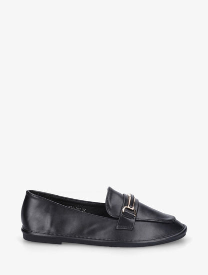 Mocassins en simili à semelle plate - Noir - 1