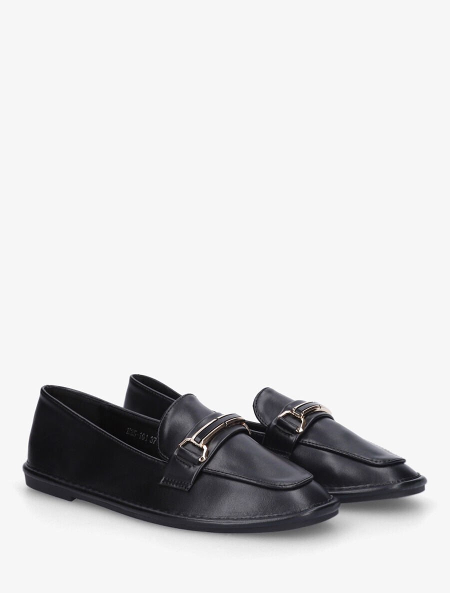 Mocassins en simili à semelle plate - Noir - 4
