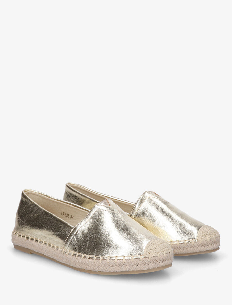 Espadrilles plates en simili nacré - Or - 4