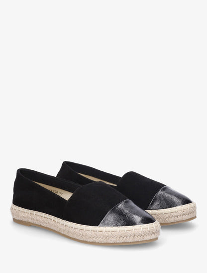 Espadrilles en suédine et simili - Noir - 4