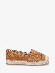 Espadrilles plates en suédine motif floraux - Camel - 1