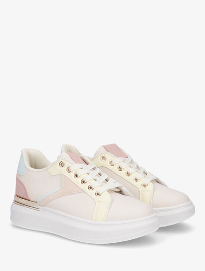 Sneakers à empiècement métallique - Beige - 4