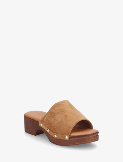 Mules style sabot en suédine - Camel - 2