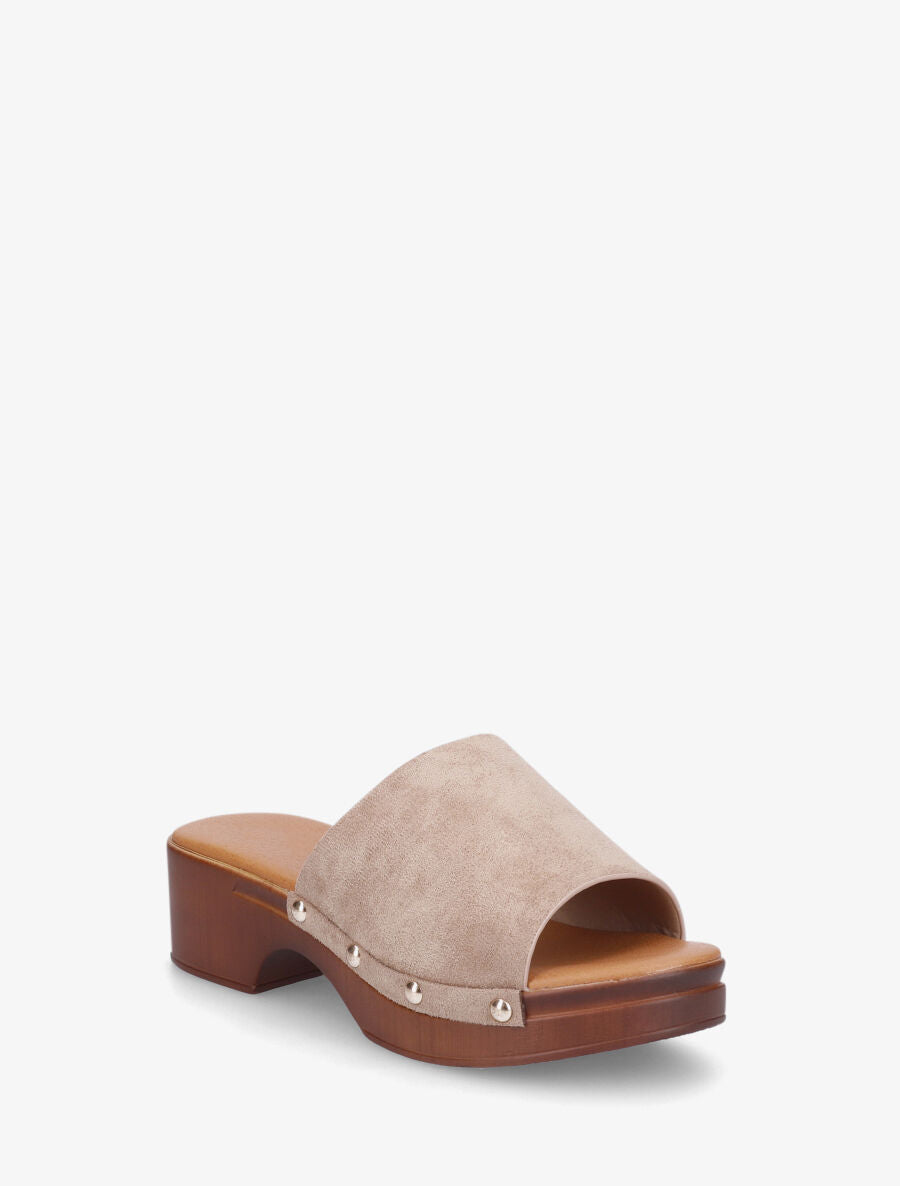 Mules style sabot en suédine - Taupe - 2