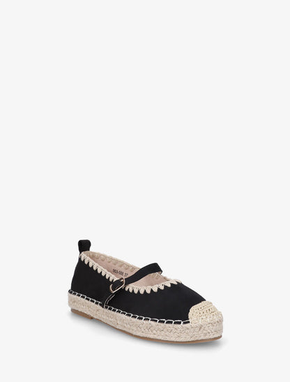 Ballerines en suédine style espadrilles - Noir - 2