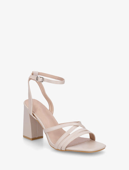 Sandales en simili à talon haut - Beige - 2