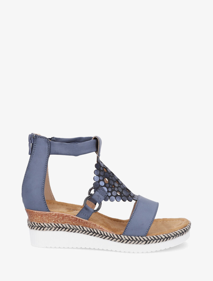 Sandales compensées à fermeture zippée - Bleu - 5