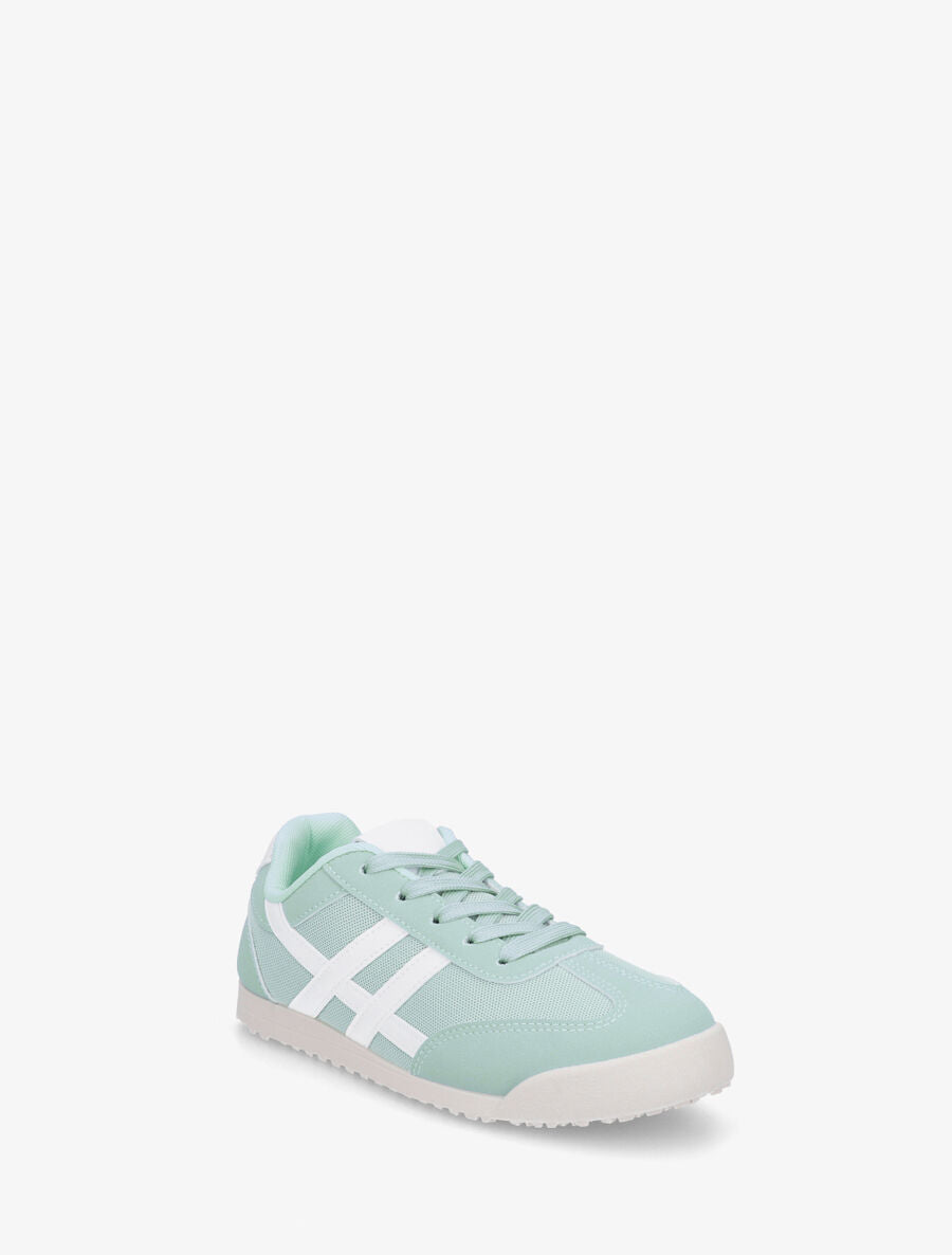 Sneakers plates à empiècement mesh - Vert d&