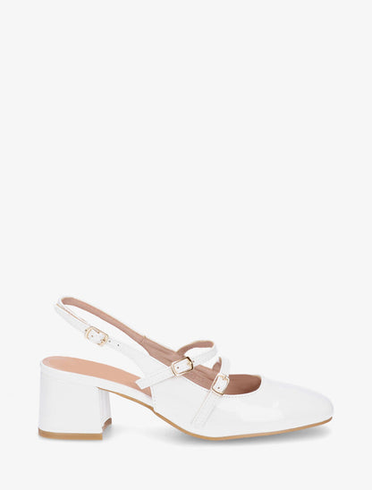 Escarpins vernis à talon carré - Blanc - 5