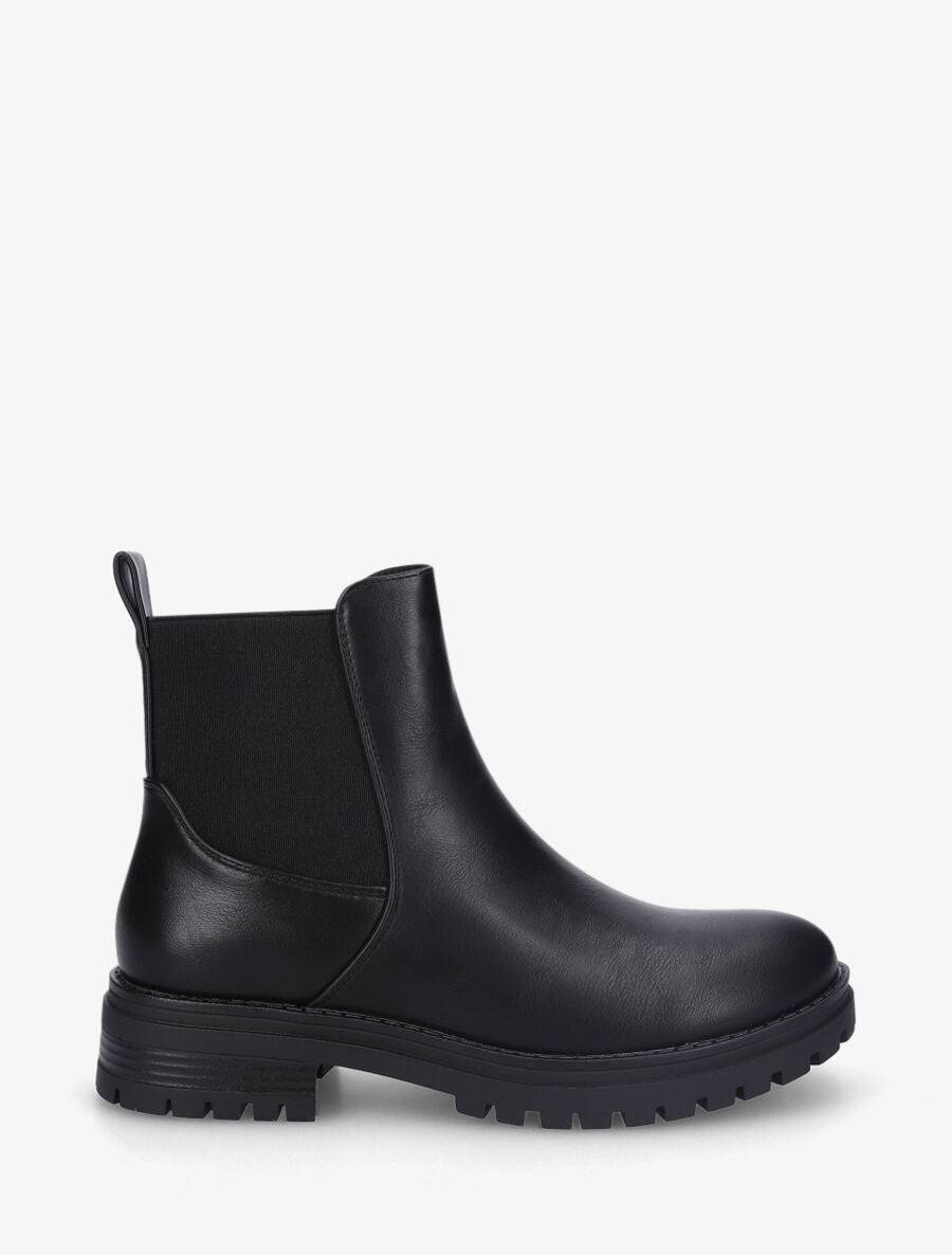 Bottines élastiquées en simili - Noir - 1