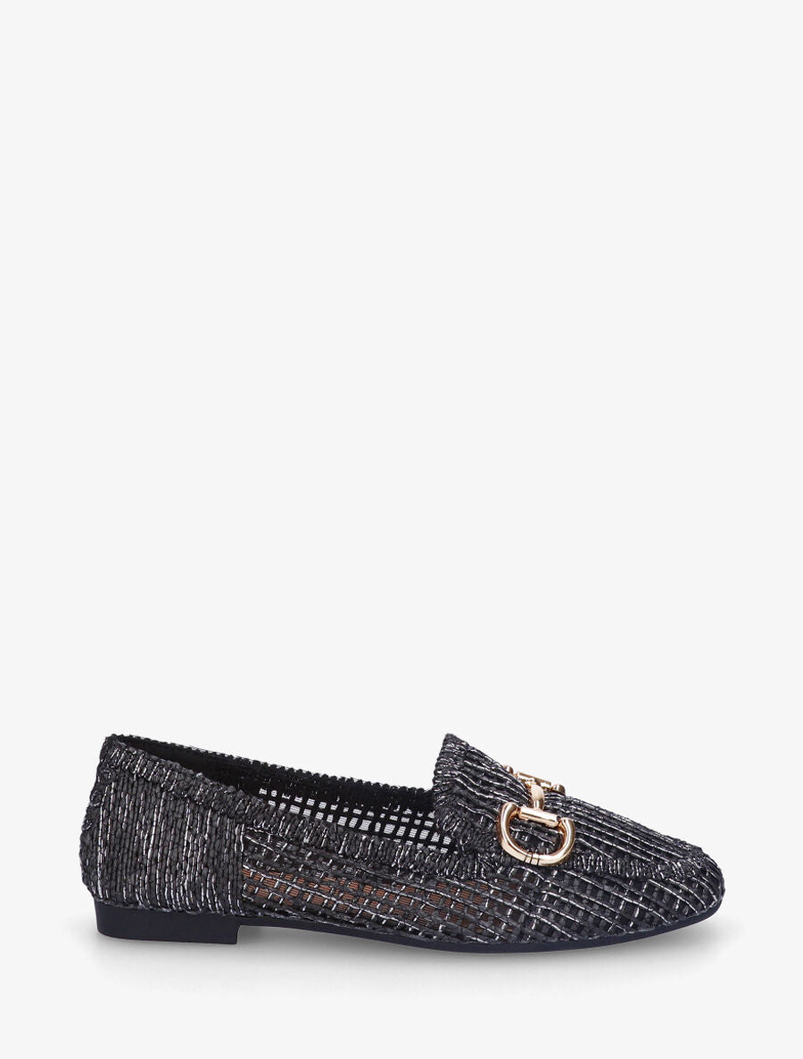 Mocassins plats en toile irisée - Noir - 1
