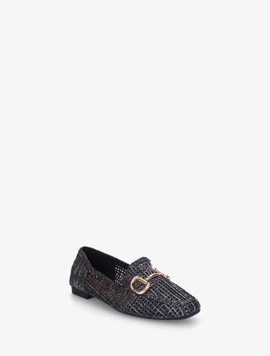 Mocassins plats en toile irisée - Noir - 2