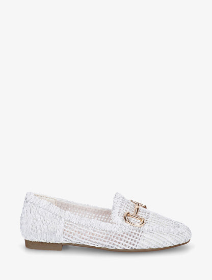 Mocassins plats en toile irisée - Blanc - 1