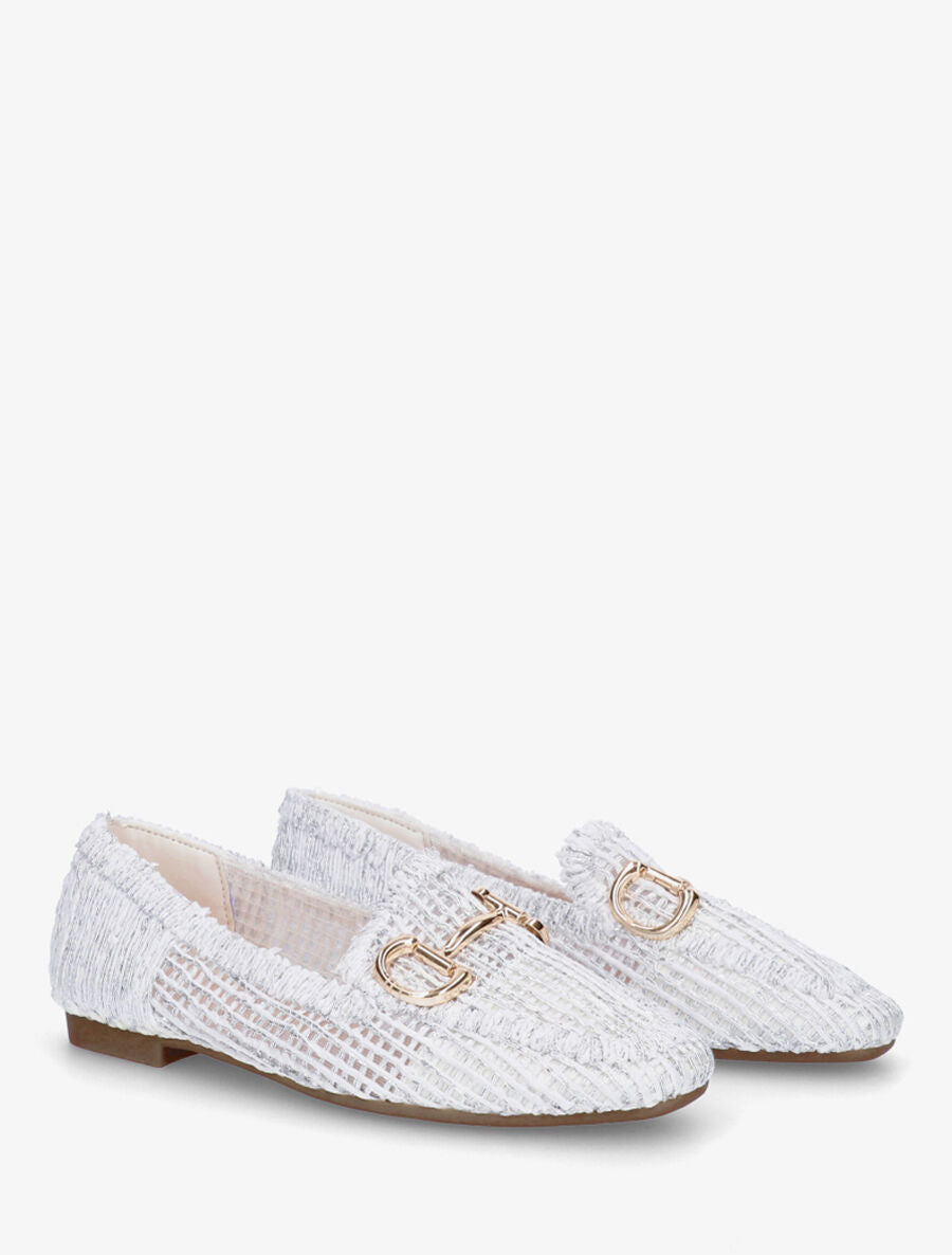Mocassins plats en toile irisée - Blanc - 4