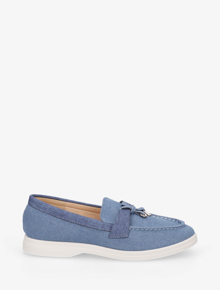 Mocassins plats à empiècement métal - Bleu - 1