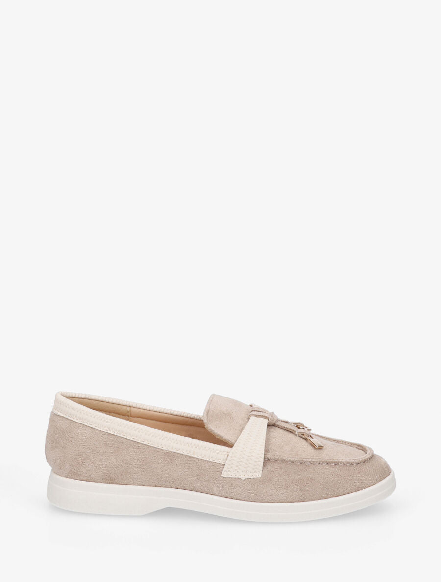 Mocassins plats à empiècement métal - Taupe - 5