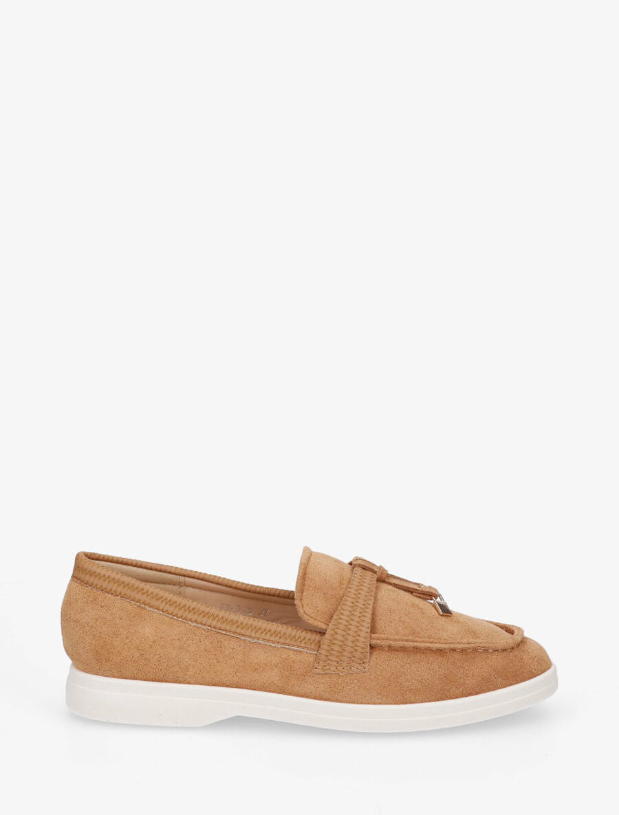 Mocassins plats à empiècement métal - Camel - 5