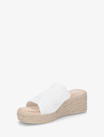 Mules compensées en raphia tressé - Blanc - 3
