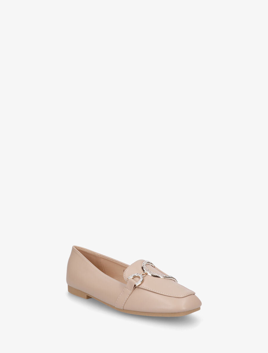 Mocassins plats à empiècement métal strassé - Taupe - 2