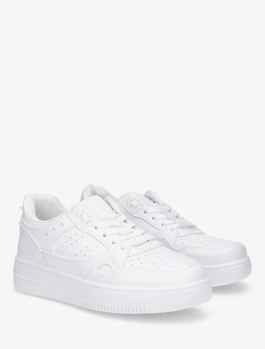 Baskets uni en simili - Blanc - 4