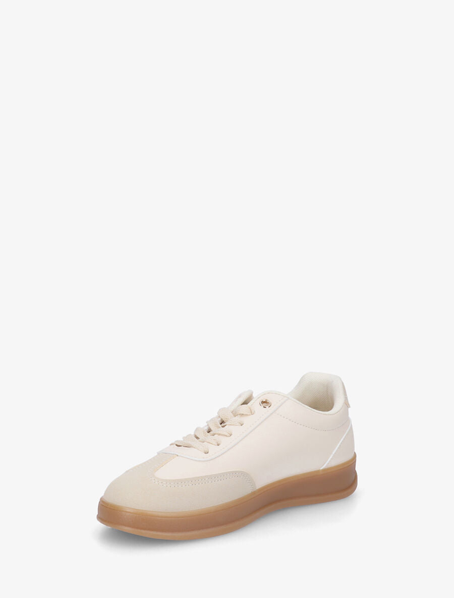 Sneakers à empiècement effet nubuck - Beige - 3