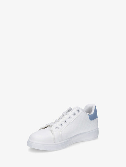 Sneakers plates à motif damier - Bleu - 3