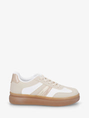 Sneakers en simili à semelle en caoutchouc - Beige - 5