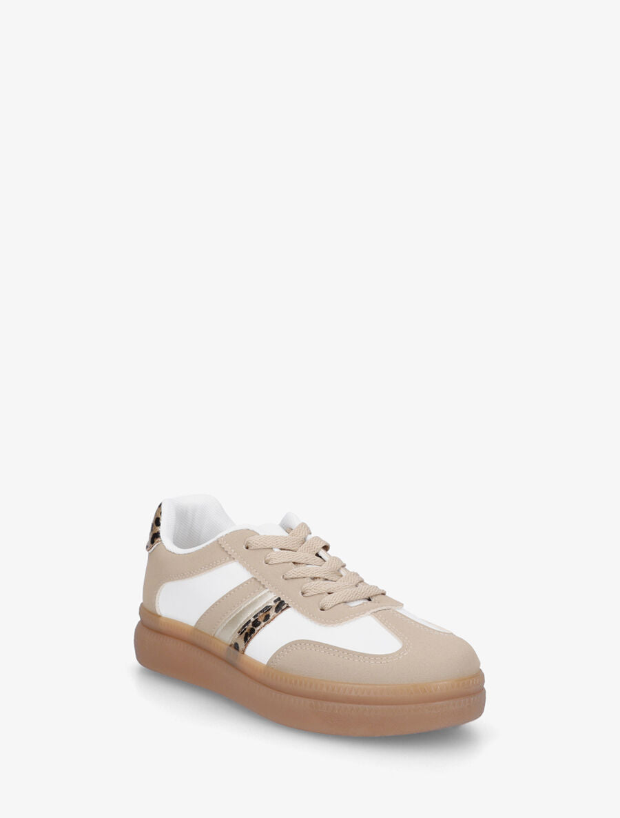 Sneakers en simili à semelle en caoutchouc - Taupe - 2