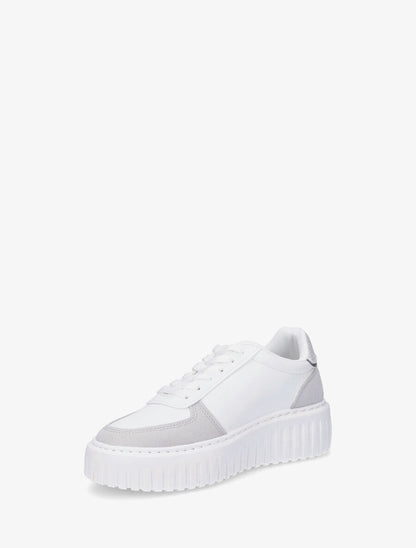 Sneakers en simili à empiècement bijou strassé - Blanc - 3