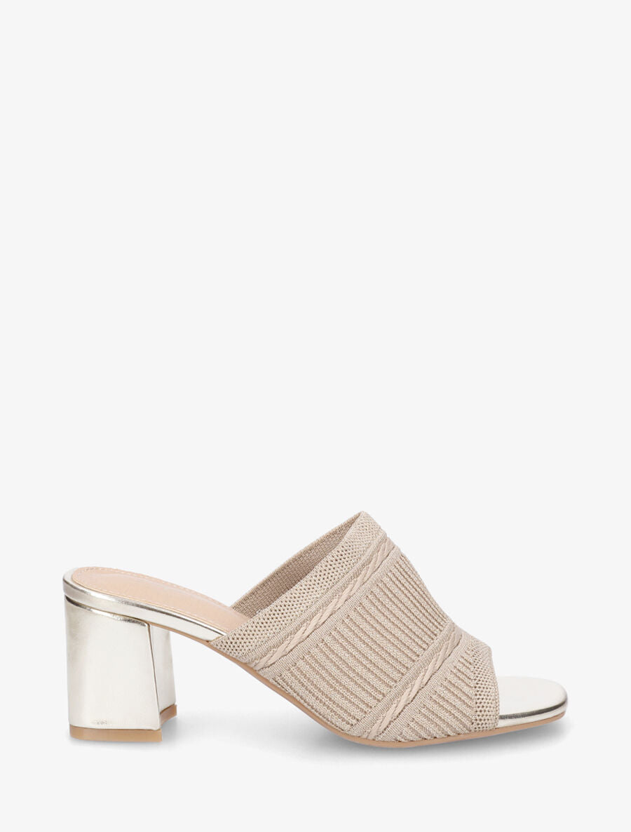Mules à ganse en tissu - Or - 1