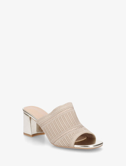 Mules à ganse en tissu - Or - 2