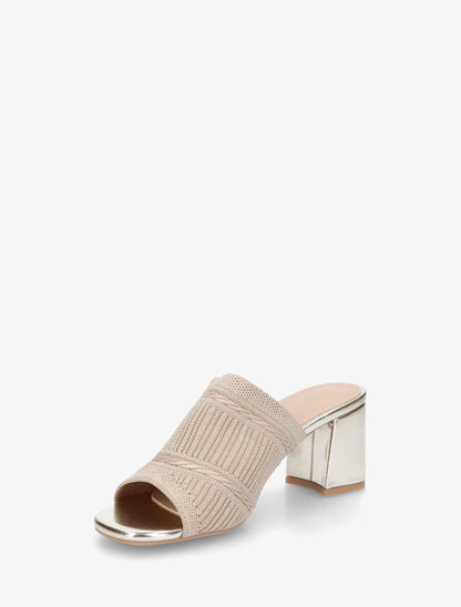 Mules à ganse en tissu - Or - 3