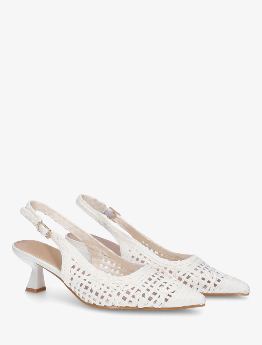 Escarpins pointus effet osier - Blanc - 4
