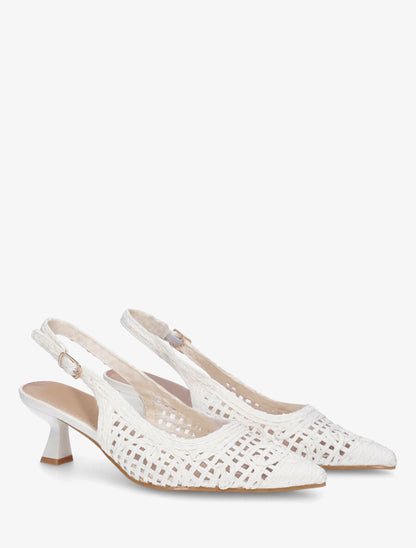 Escarpins pointus effet osier - Blanc - 4