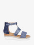 Sandalias con cuña texturizadas con detalle de pitón. - Marine