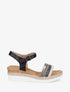 Sandalias de cuña adornadas con trenzas texturizadas. - Negro
