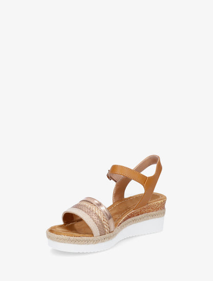 Sandalias de cuña adornadas con trenzas texturizadas. - Camello